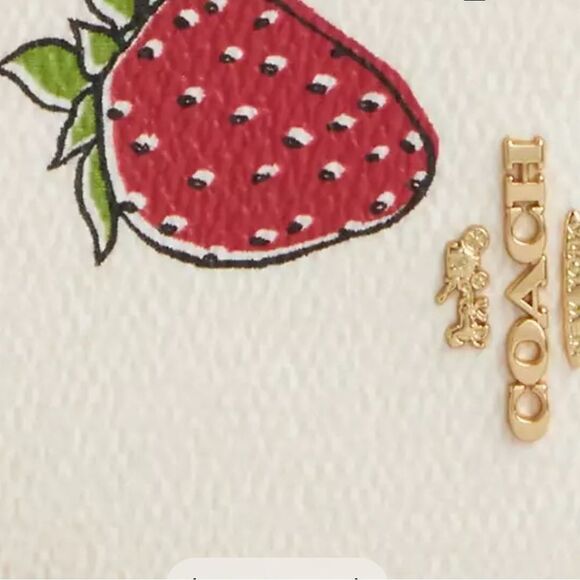 Coach Zip Card Case With Strawberry Print Wallet Bag Purse - Picture 11 of 11